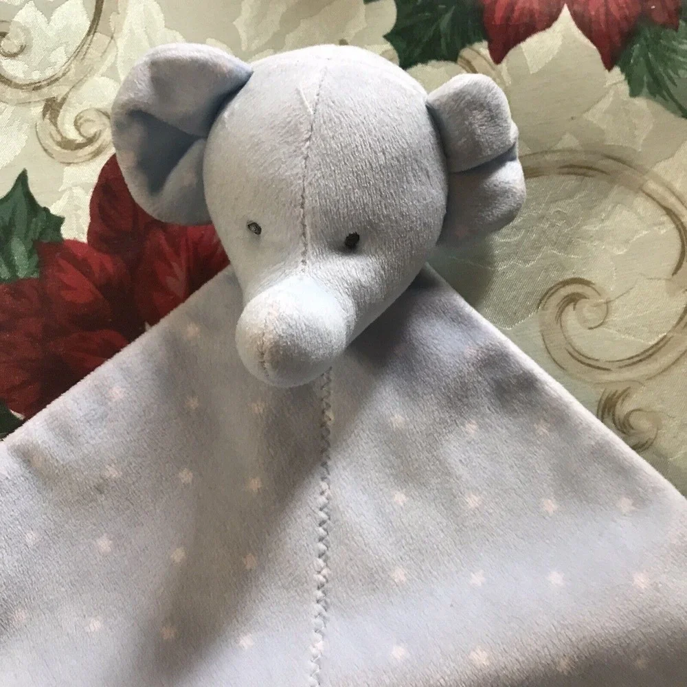 Lovey Carter's Child of Mine Blue White Stars Elephant Security Blanket & Rattle